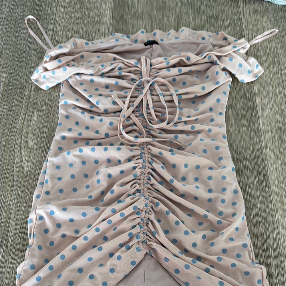 NBD Blush Dress with Blue Dots